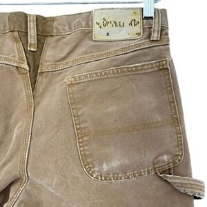 Guide Gear Cargo Double‎ Knee Brown Canvas Relaxed Fit Pants Tan 33x30 Altered